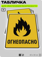 Табличка для обеспечения безопасности "Огнеопасно", для производства, предприятия, организаций, 40х30 см, Silver Plane x Айдентика Технолоджи