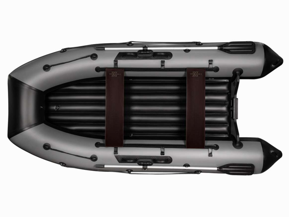 Лодка ПВХ X-River Agent 390 НДНД + усиленные баллоны, красно-серый/фурнитура серая