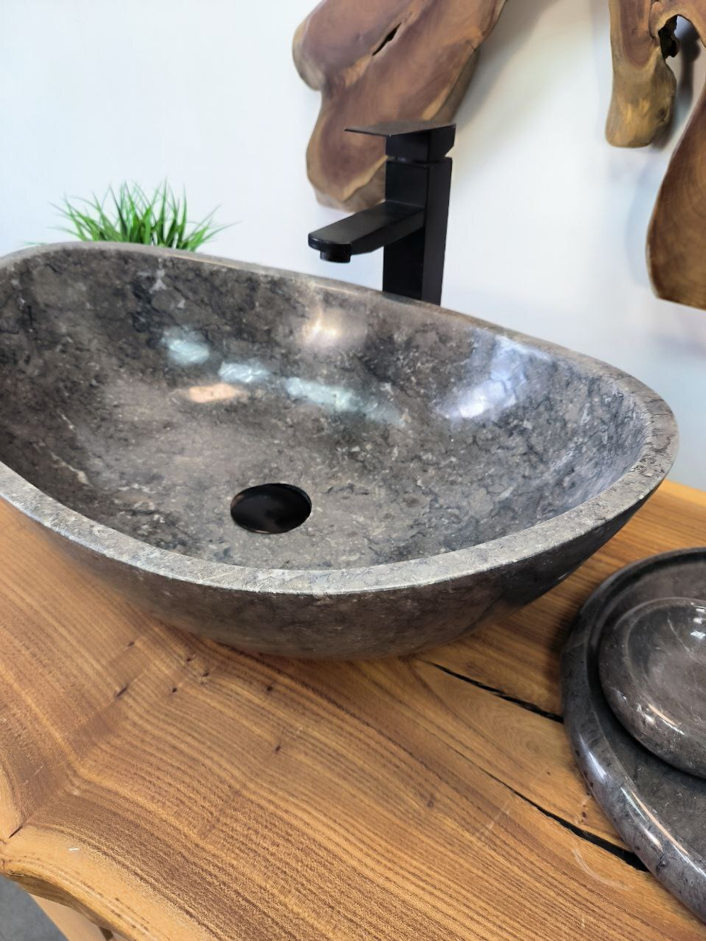 Раковина из мрамора Oval Grey OM-65715  (55*38*19) из натурального камня