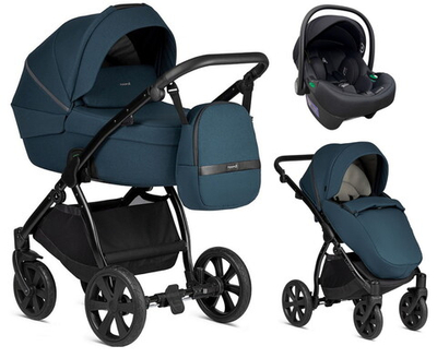 Детская коляска Noordi Luno All Trails 3 в 1 с автокреслом Terra Edusky Black 1012617 Ocean Blue