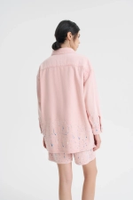 Рубашка джинсовая с принтом разбрызганной краски