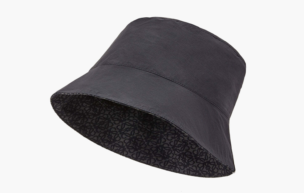 Loewe Anagram Reversible Jacquard and Nylon Bucket "Anthracite/Black"