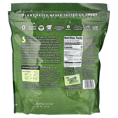 In the Raw, Stevia In The Raw®, нулевой подсластитель, 275 г (9,7 унции)