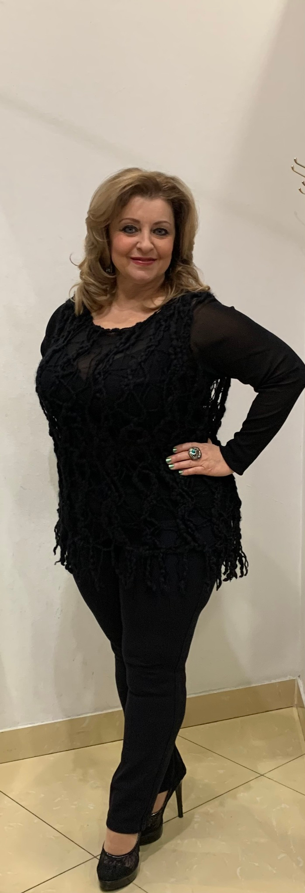 Черный комбинированный блузон-туника