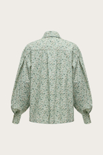 БЛУЗА ИЗ ЗЕЛЕНОГО ХЛОПКА С АВТОРСКИМ ПРИНТРОМ