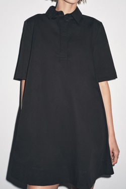 ZARA КОРОТКОЕ ПЛАТЬЕ ИЗ ПОПЛИНА — ZW COLLECTION, ЧЕРНЫЙ