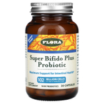 Flora, Super Bifido Plus, пробиотик с бифидобактериями, 120 млрд клеток, 30 капсул