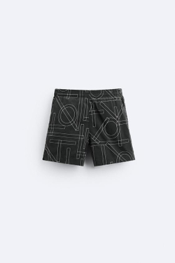 ZARA ПЛАВКИ ИЗ ТКАНИ С ГЕОМЕТРИЧЕСКИМ ПРИНТОМ, ЧЕРНЫЙ