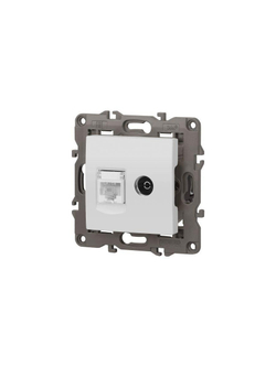 Розетка компьютерная + телевизионная Elegance 14-3110-01М RJ45+TV матов. бел. Эра Б0065767