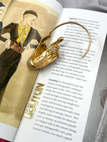 Моносерьга Скиап. матовое золото "Ладонь со стразами"