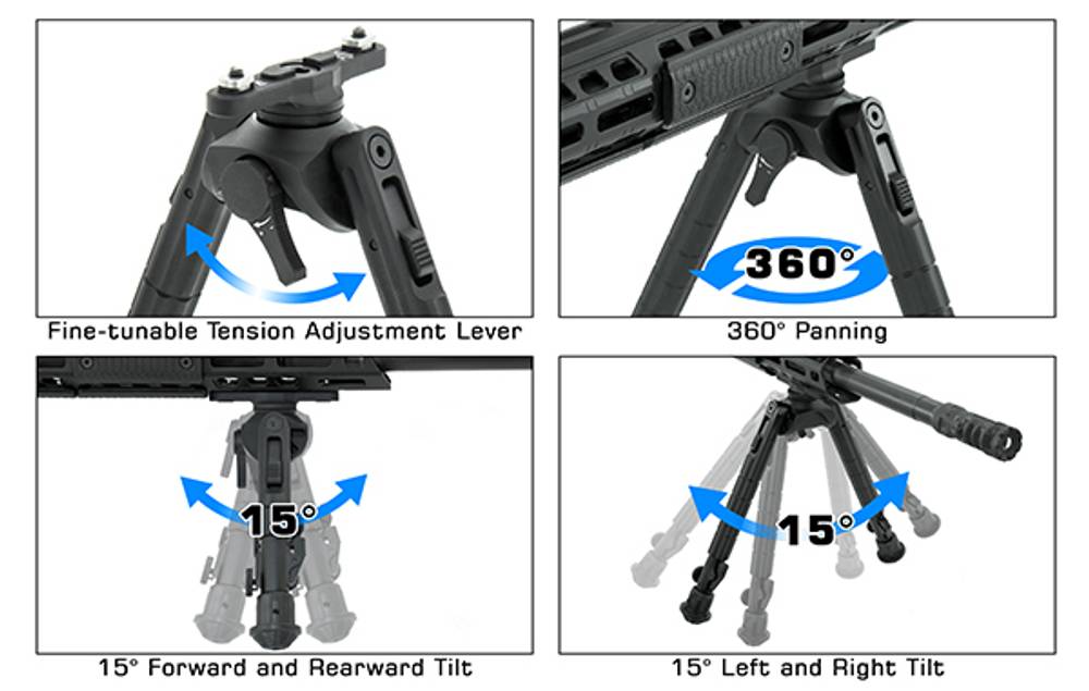 Сошки Leapers UTG 360° для установки на оружие на шину M-Lok высота от 13 до 17 см (TL-BPM02)