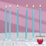 Свечи в торт "РОЙС", небесно-голубой металлик, 13 см, 6 шт.