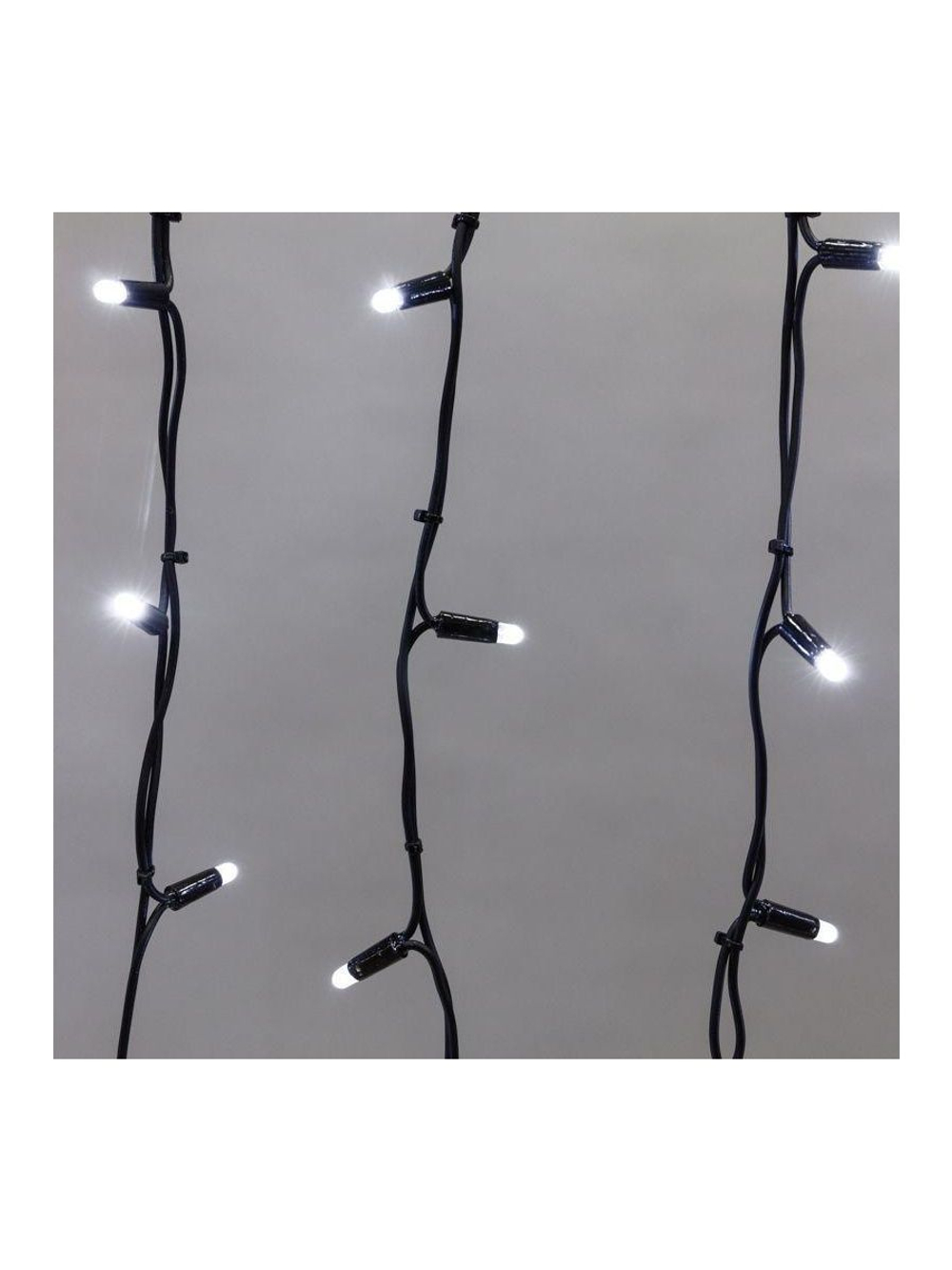 Гирлянда светодиодная "Айсикл" (бахрома) 4х0.6м 128LED бел. 10Вт 230В IP67 провод каучук черн. Neon-Night 255-225