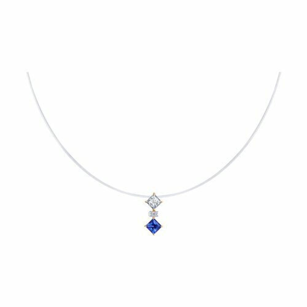 Колье из золота с искусственно выращенными бриллиантами и топазами Swarovski