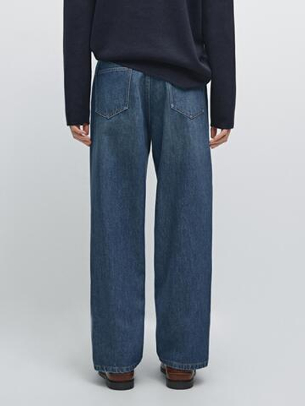 Massimo Dutti Джинсы с широкими штанинами, темно-синий