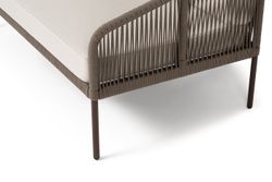 "Канны" диван модульный плетеный из роупа, каркас алюминий коричневый (RAL8016) муар, роуп коричневый круглый, ткань бежевая 15052