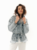 Жакет джинсовый crop PEARL, голубой