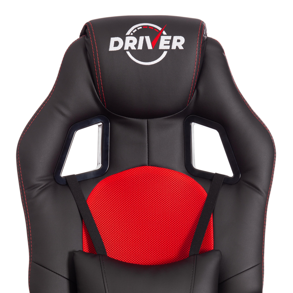 Кресло DRIVER (22) кож/зам/ткань, черный/красный, 36-6/TW-08
