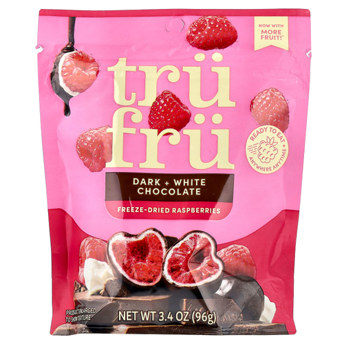 Tru Fru, сублимированная малина, темный и белый шоколад, 96 г (3,4 унции)