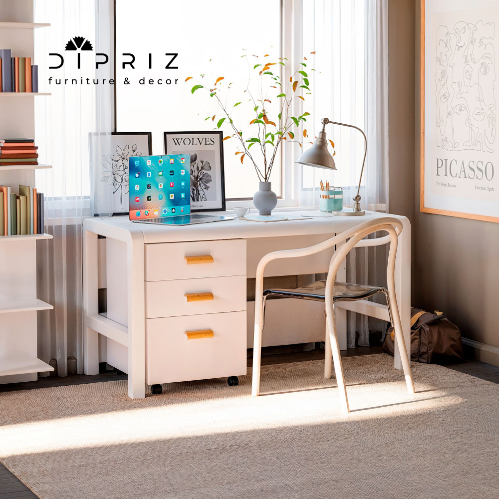 Стол письменный Мадейра 130х69х74 см из массива сосны, белый кухонный стол