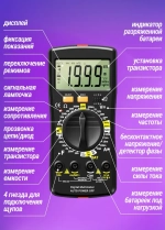 Мультиметр цифровой с прозвонкой SZ08 тестер электрический с щупами