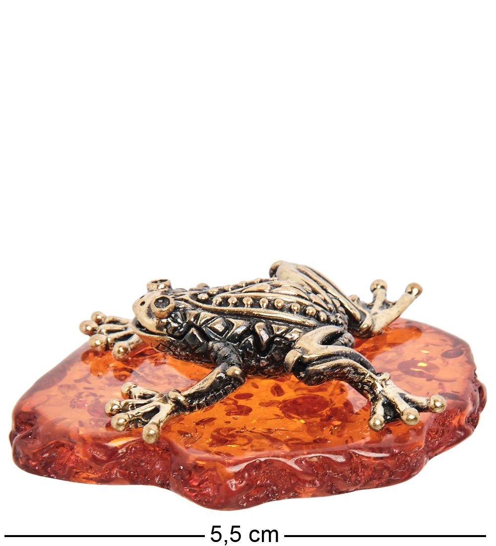 Народные промыслы AM-2010 Фигурка «Лягушка ажурная» (латунь, янтарь)
