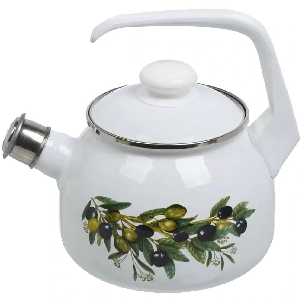 Чайник эмалированный 2,5л «Оливковая ветвь» со свистком С-2711АП/4