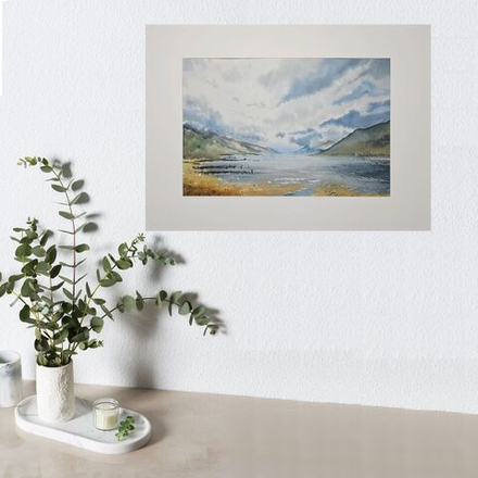 Картина акварельная авторская в паспарту 30х40 см на стену для интерьера "Лох-Несс. Шотландия""