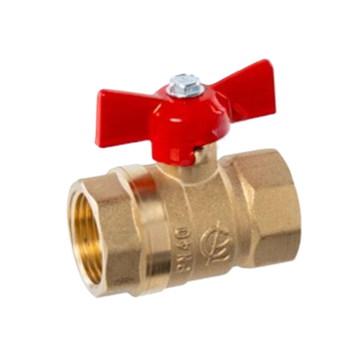 Кран шаровой латунь Стандарт 230 аналог 11б27п1 Ду 20 Ру40 ВР бабочка красная ГАЛЛОП 107187