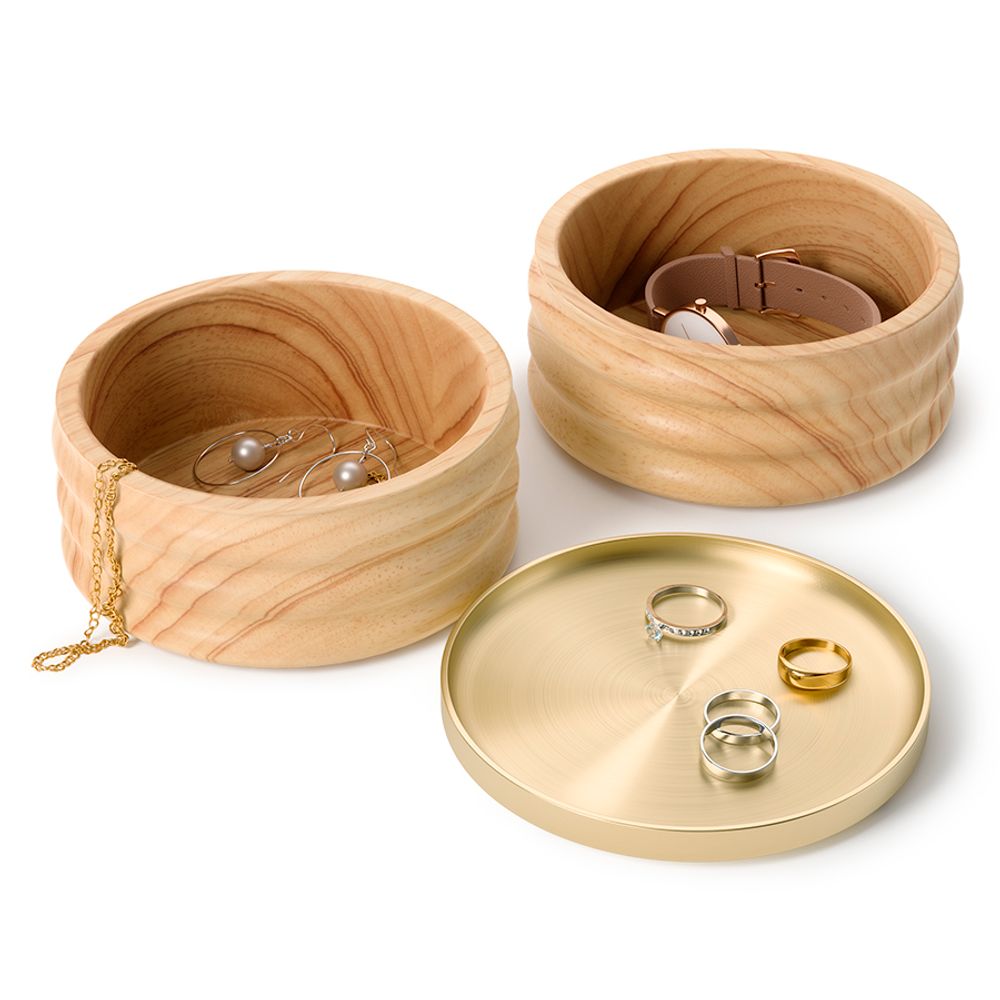Шкатулка для украшений Tesora, натуральное дерево/латунь