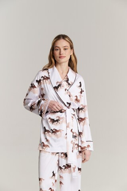 Блуза-кимоно с шалькой - бегущие лошади