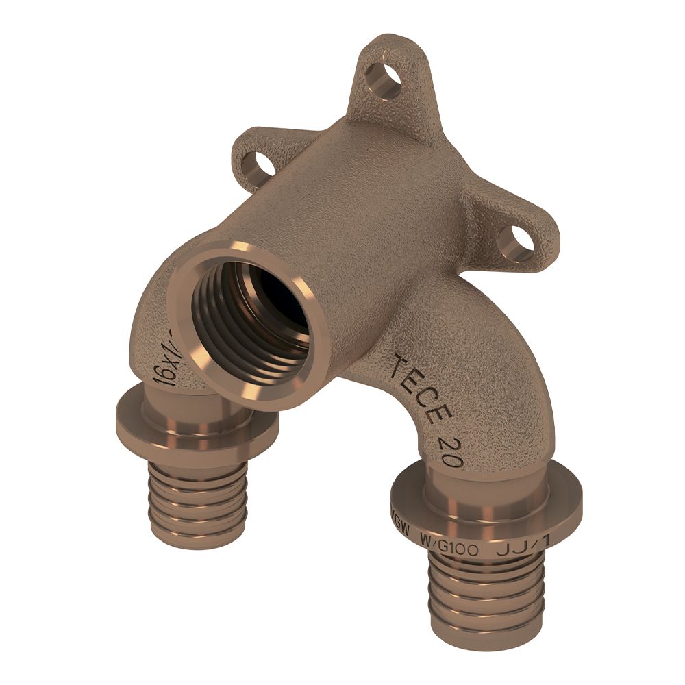 Тройник угловой TECEspring AX с настенным креплением 16х1/2&quot;16