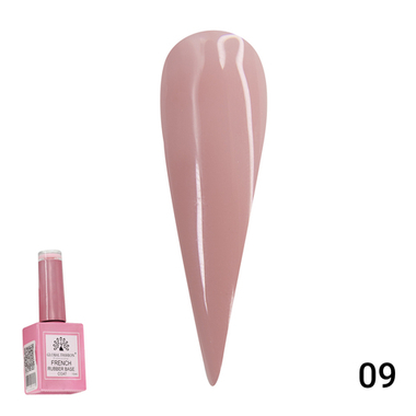 Каучуковая база для гель лака френч, Rubber Base Coat French, 15 мл., Global Fashion 09