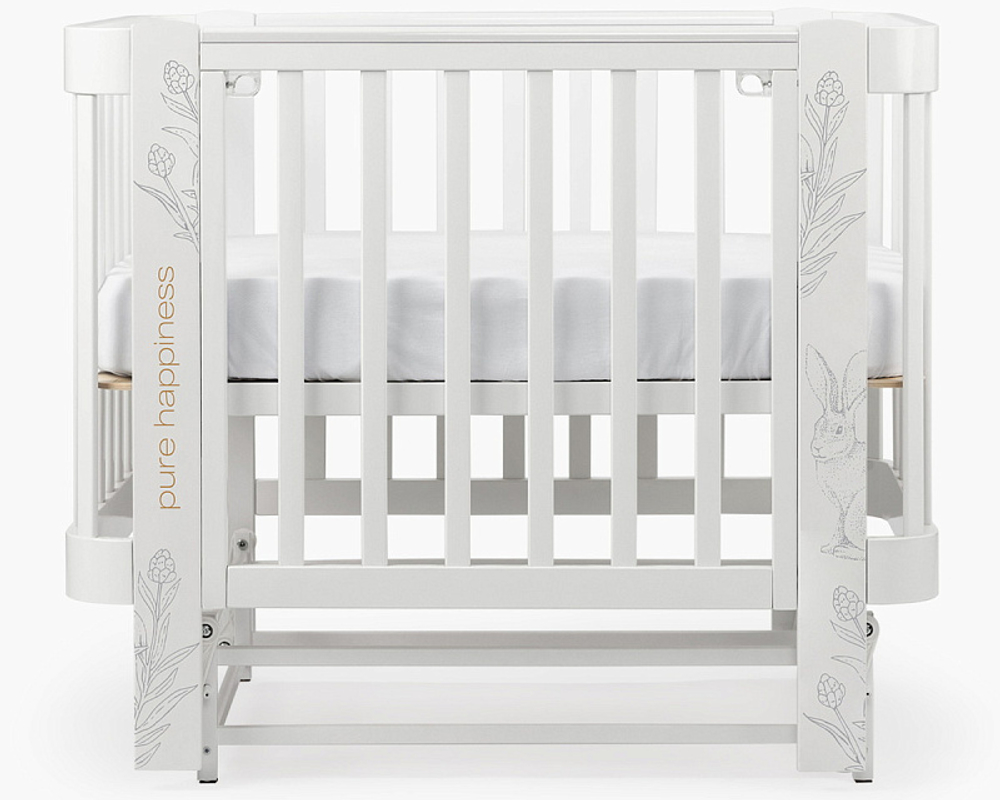 Детская кроватка-трансформер Happy baby Mommy Love в комплекте с расширением 160х70 white