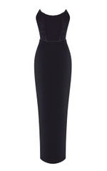 Платье макси корсетное из сатина