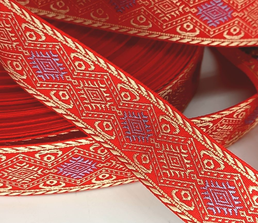 Тесьма Жаккард, ш. 2,5 см, красный