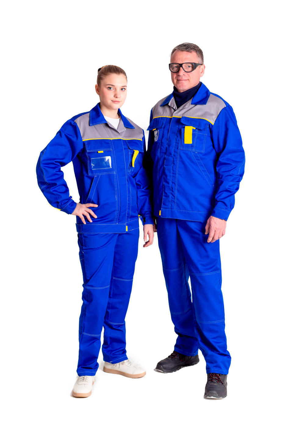 Костюм женский летний «КАМА» (куртка+брюки) цв.васильковый/светло-серый БОЛЬШОЙ РАЗМЕР