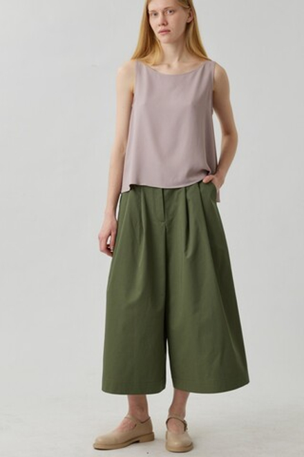 Кюлоты из серо-зеленого хлопка