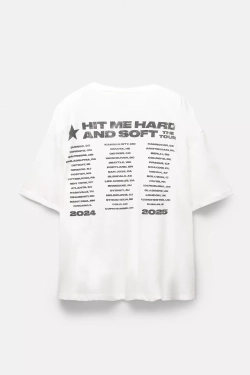 PULL&BEAR Футболка с принтом Billie Eilish, белый