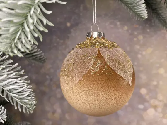 Набор стеклянных шаров Райский сад 80 мм., 12 шт., песочный, Christmas DeLuxe (86802)