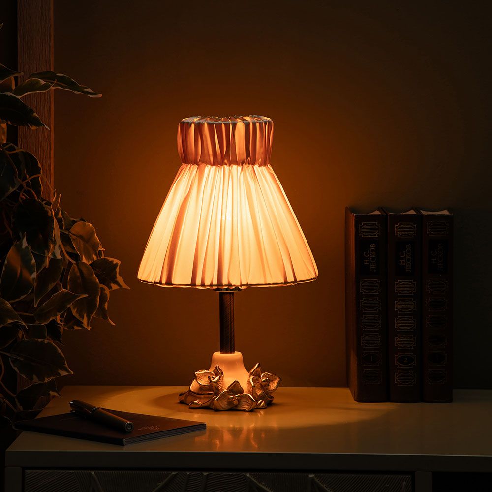 Настольная лампа Орхидея Лайм Айвори с абажуром Адель Айвори