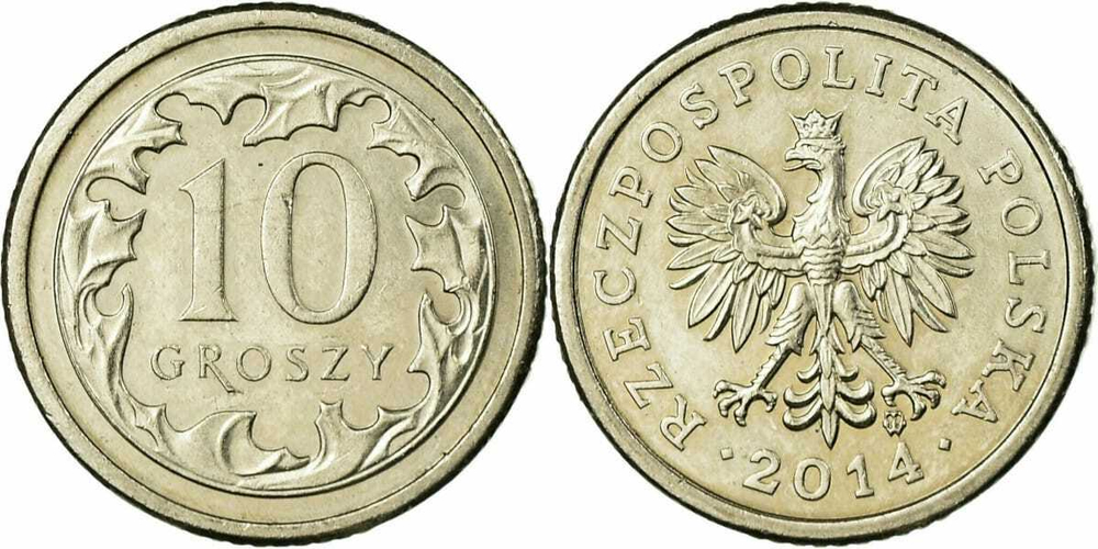 Польша 10 грошей, 1990-2016 XF