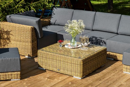 "Капри" трансформирующаяся лаунж-зона из искусственного ротанга, цвет соломенный