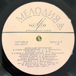 Виниловая пластинка Александр Вертинский – Александр Вертинский LP Мелодия