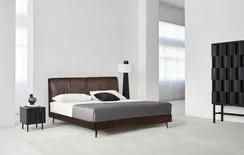 Кровать RBD023 180х200 см, коричневая кожа