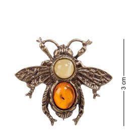 AM- 689 Брошь «Пчелка» (латунь, янтарь)