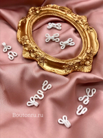 Шубная застежка крючок-петля белая