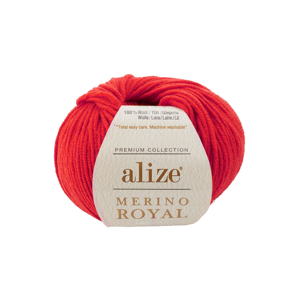 Мерино роял (Merino royal) пряжа Alize 100%шерсть5х50г/100м 56 красный