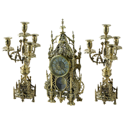 Bello De Bronze Каминные часы с канделябрами в наборе "Кафедральный"