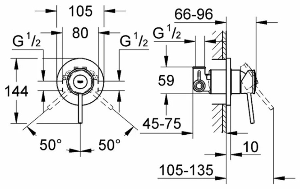 Готовое решение для гигиенического душа GROHE BauClassic (26506) скрытого монтажа (129186)